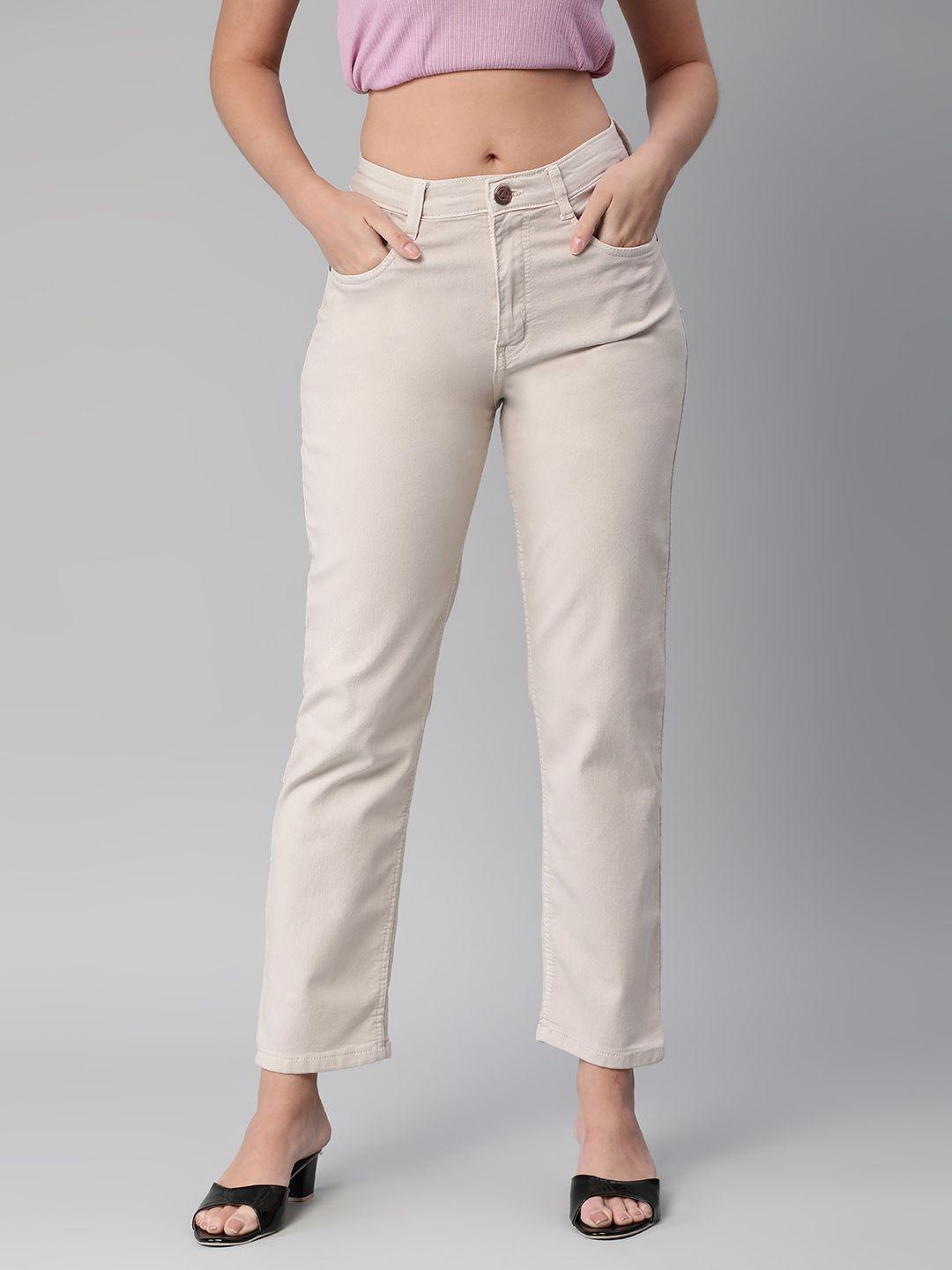 adbucks straight fit high-rise stretchable jeans