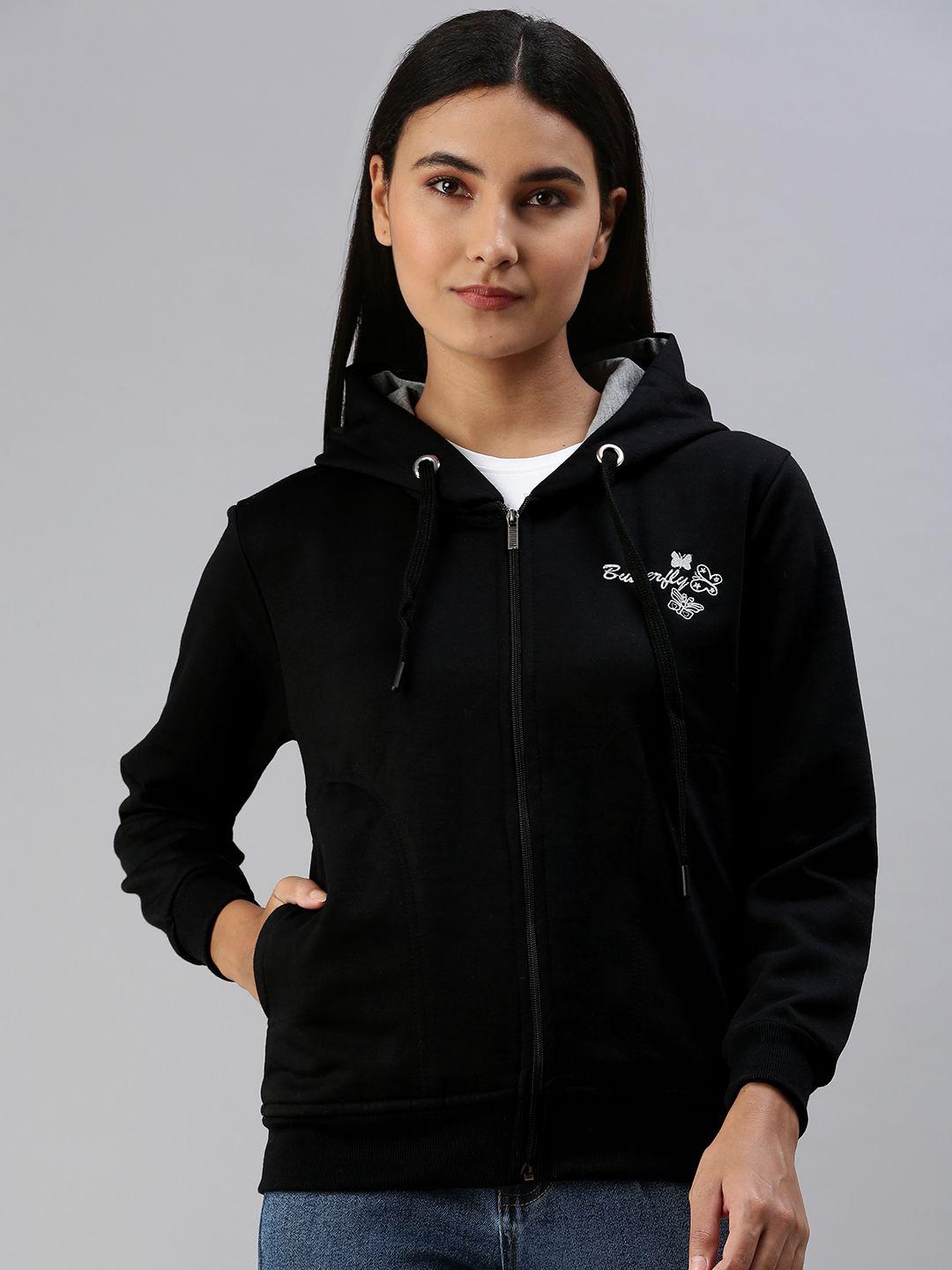 adbucks women black hooded sweatshirt