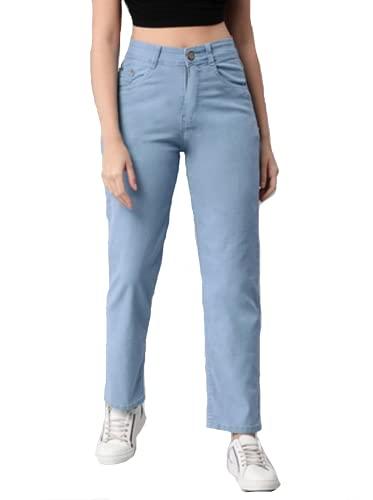 adbucks women denim straight fit jeans (30, icyblue)