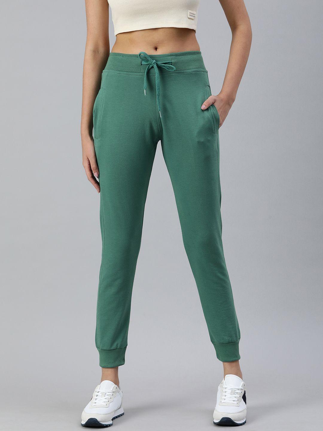 adbucks women green solid running joggers