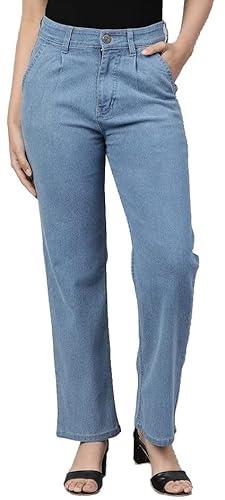 adbucks women straight fit high-rise jeans (30, light blue)