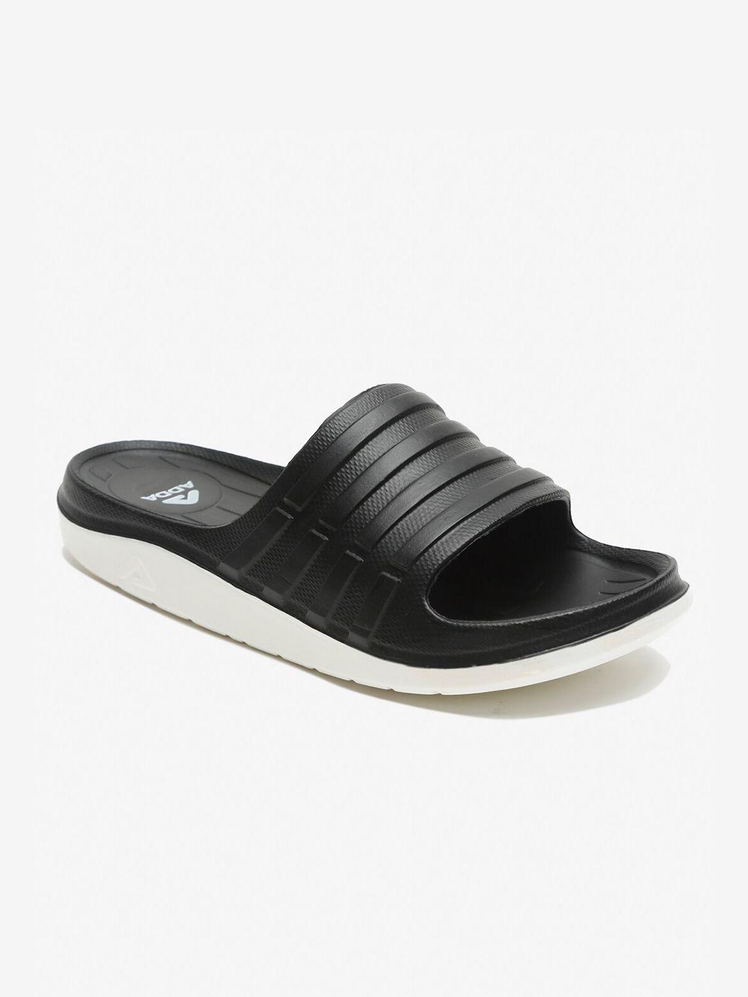 adda men black & white rubber sliders