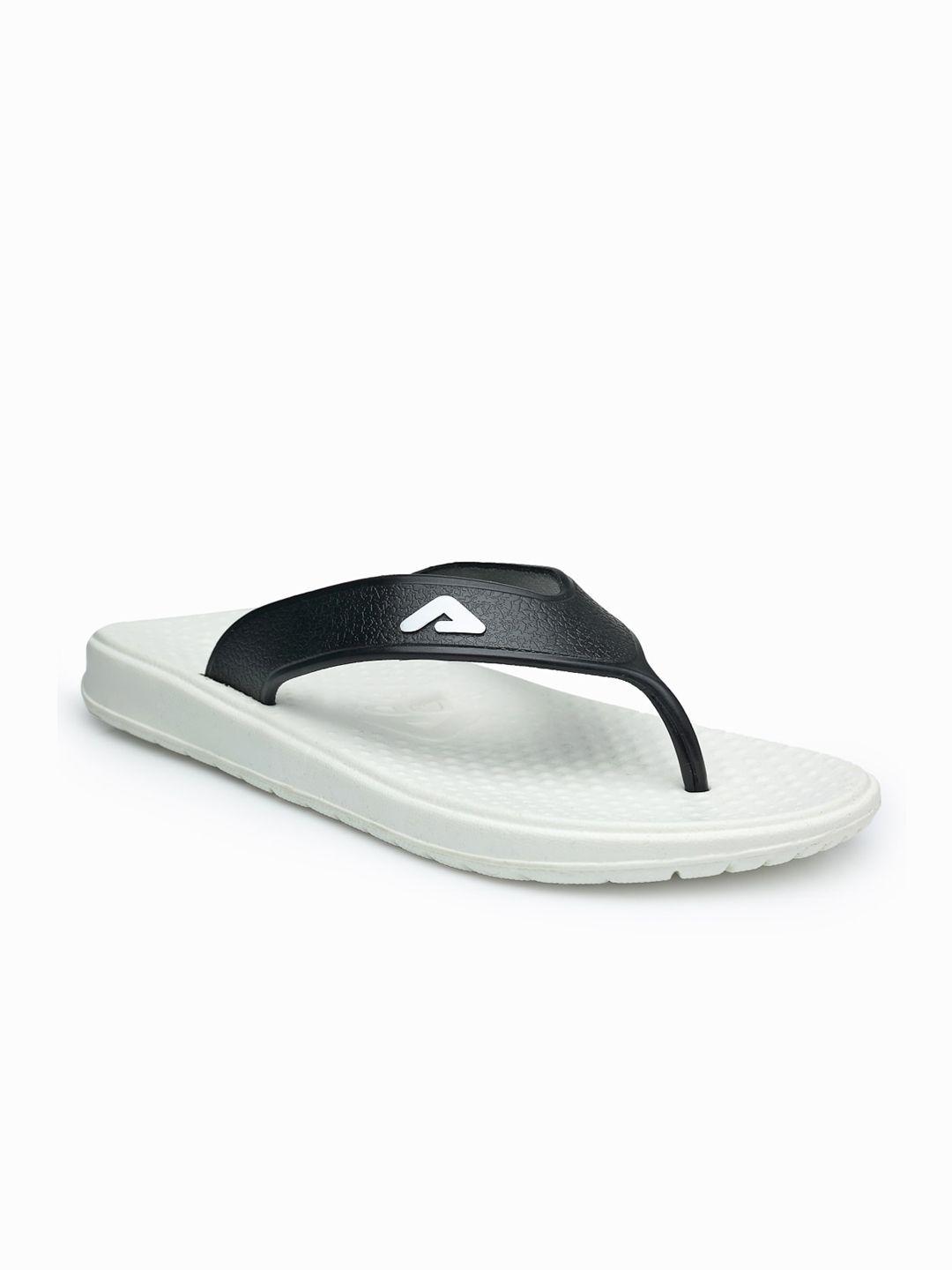 adda men black & white solid thong flip-flops