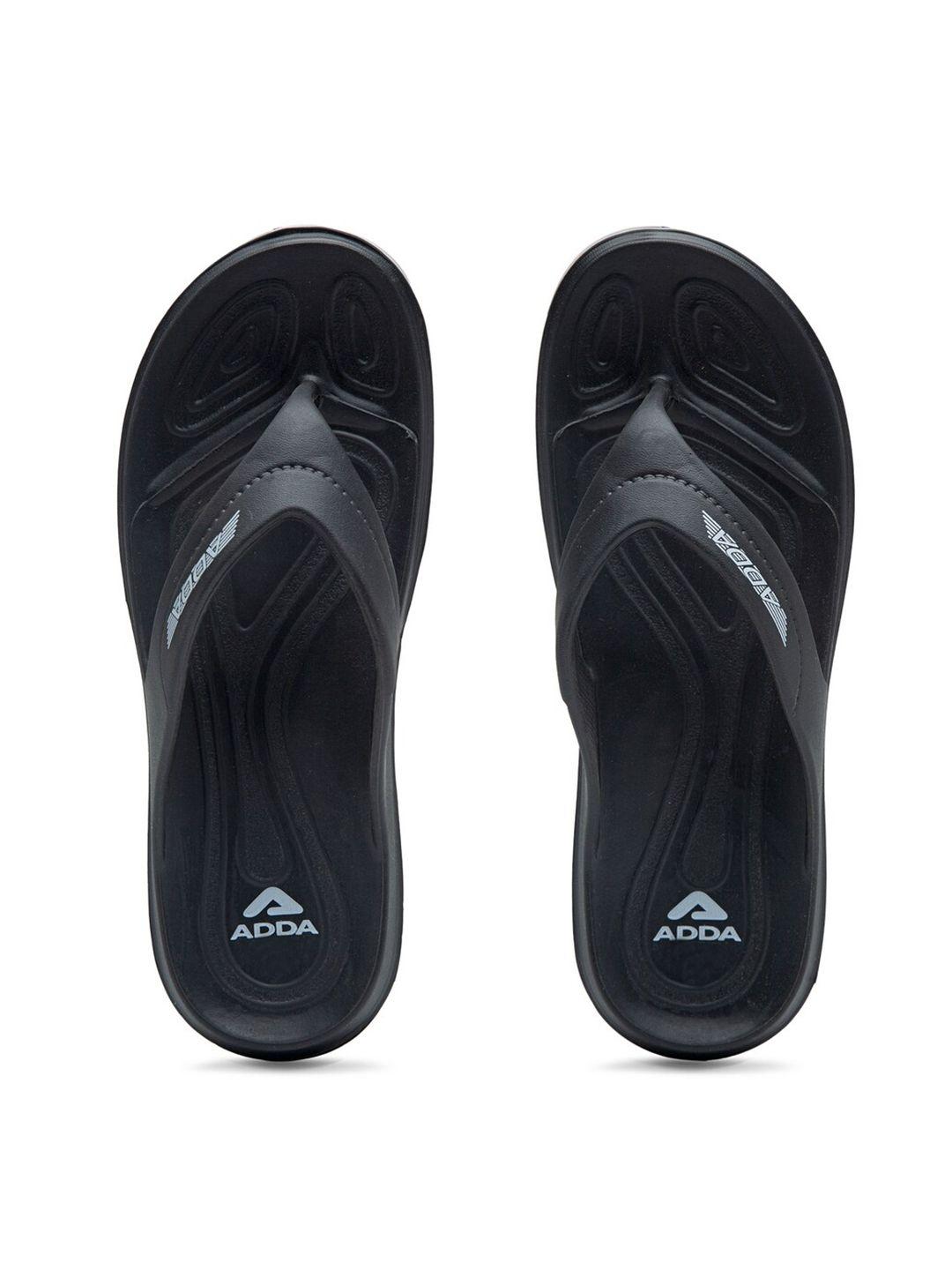 adda men black rubber thong flip-flops