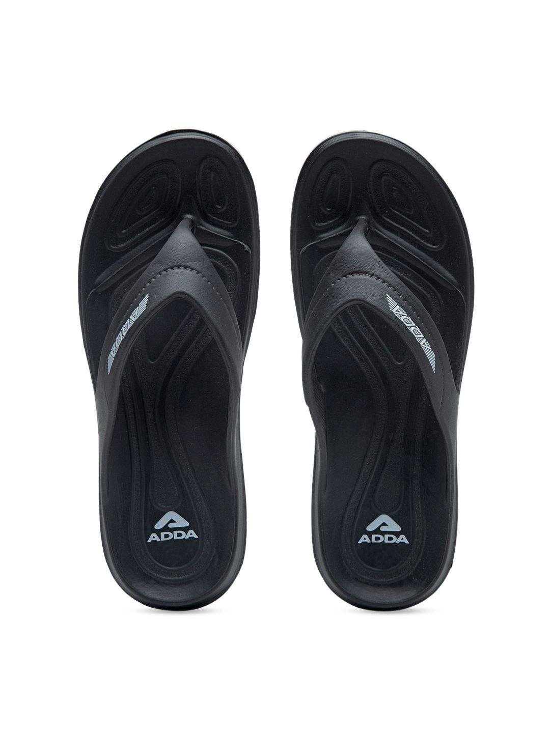 adda men black solid thong flip-flops