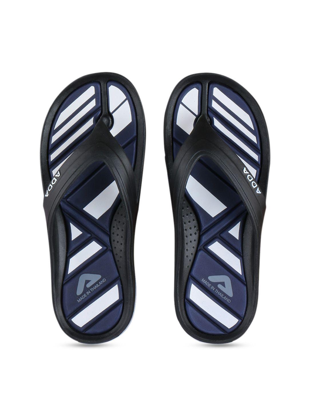 adda men black striped thong flip-flops