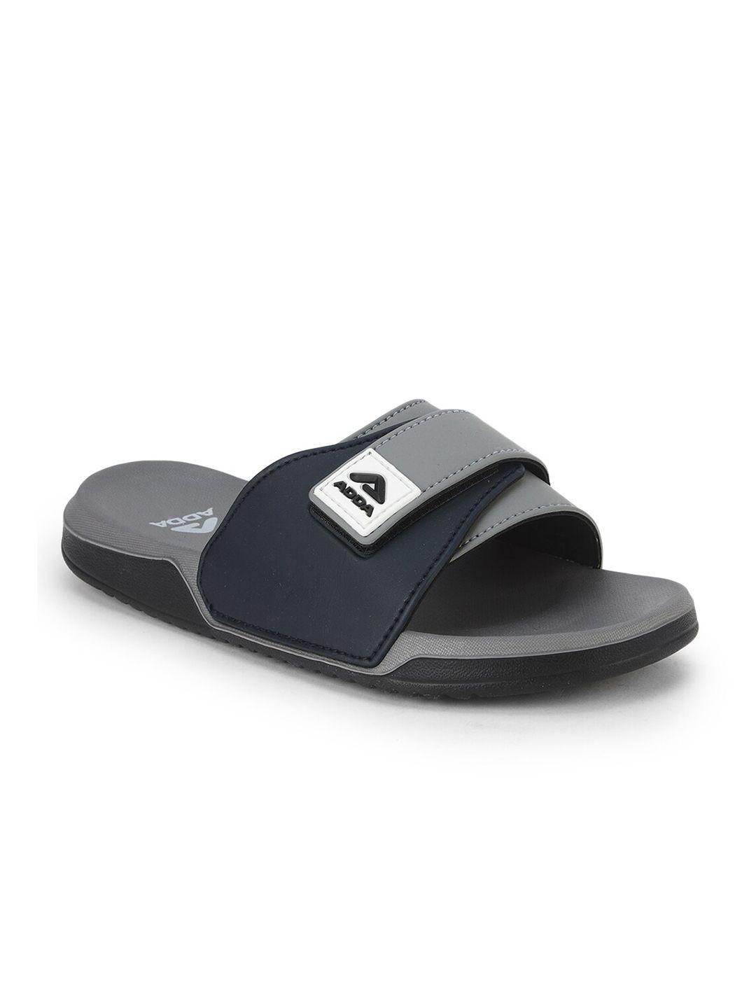 adda men grey & white rubber sliders