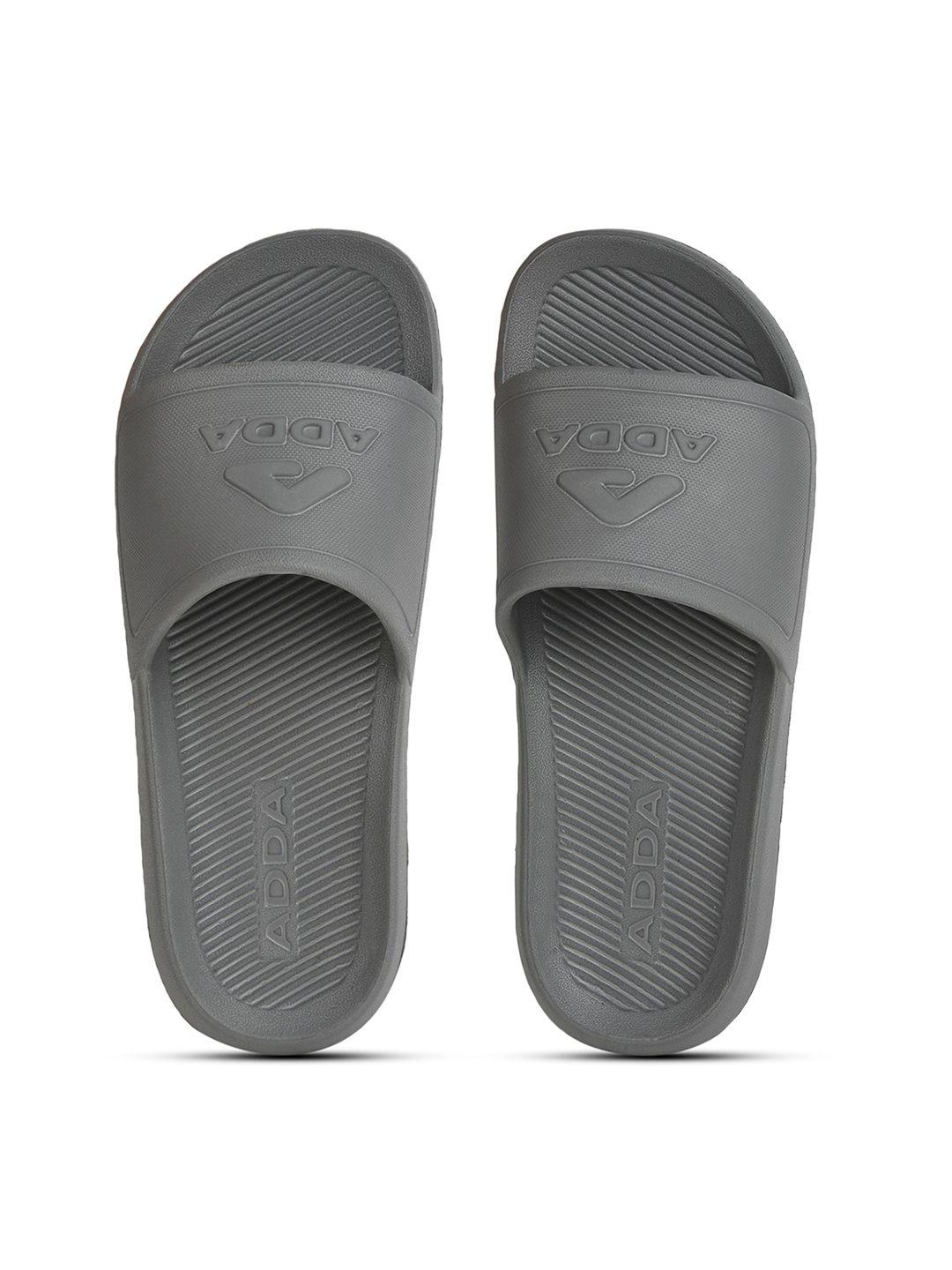 adda men grey rubber sliders