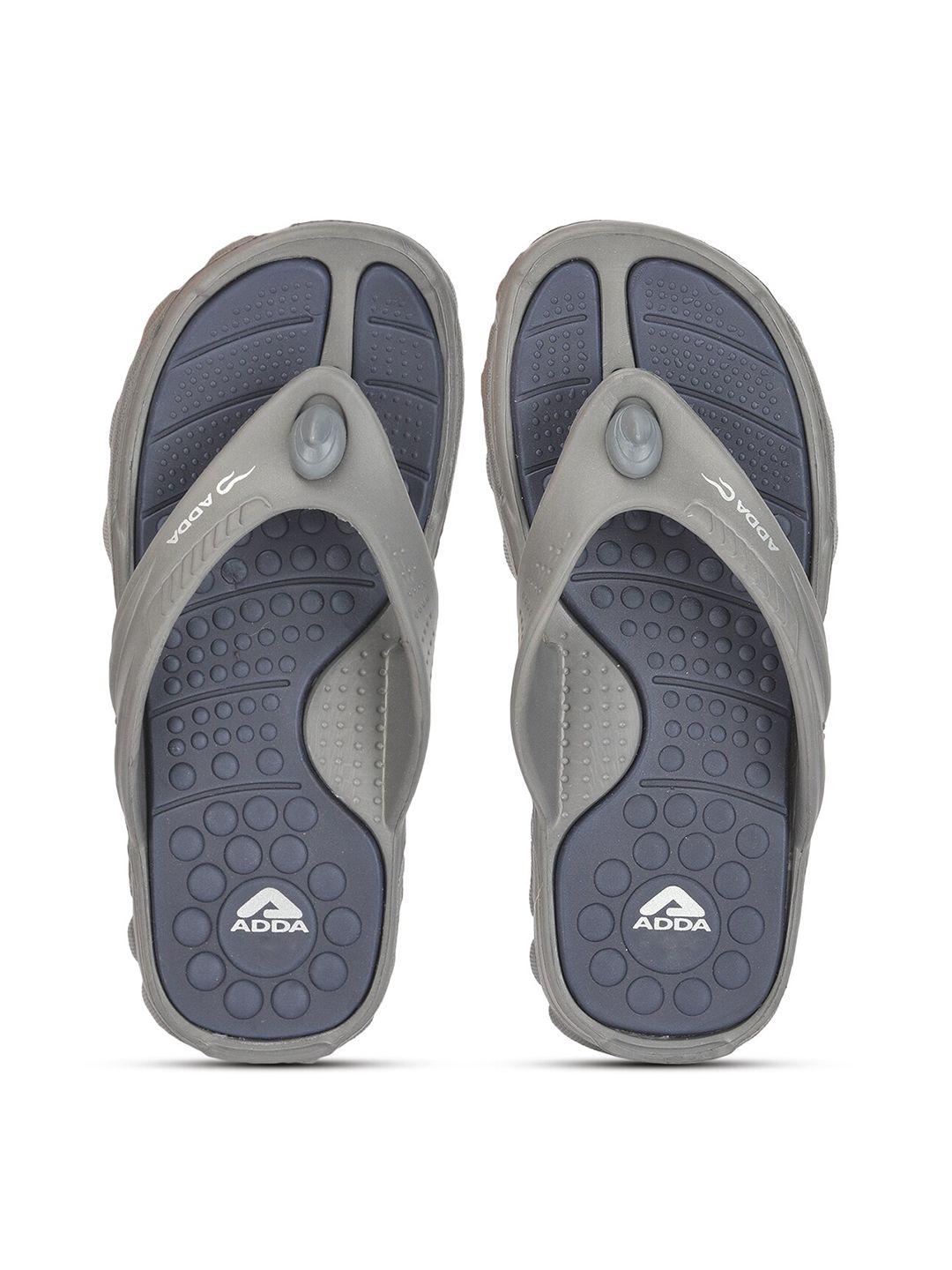 adda men grey rubber thong flip-flops