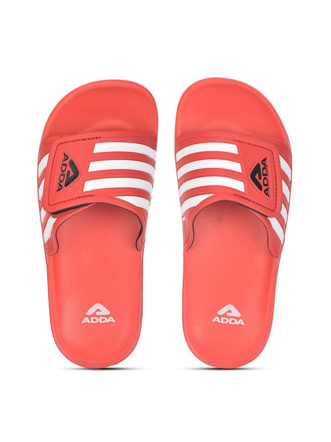 adda men red & white striped rubber sliders