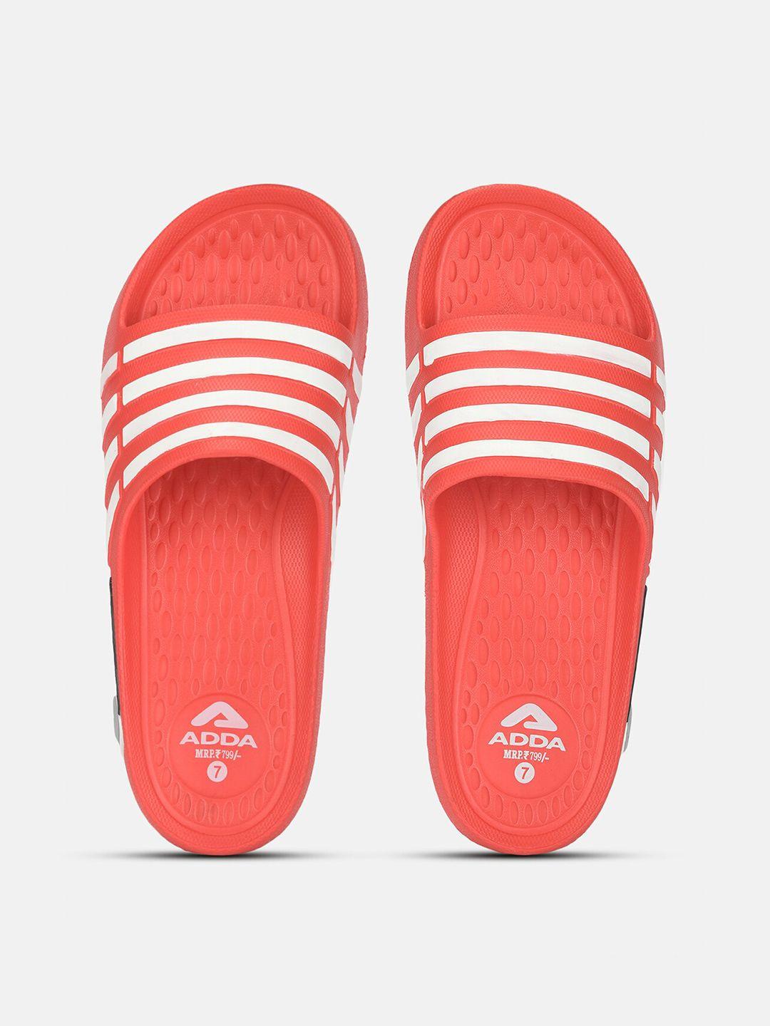 adda men red & white striped sliders