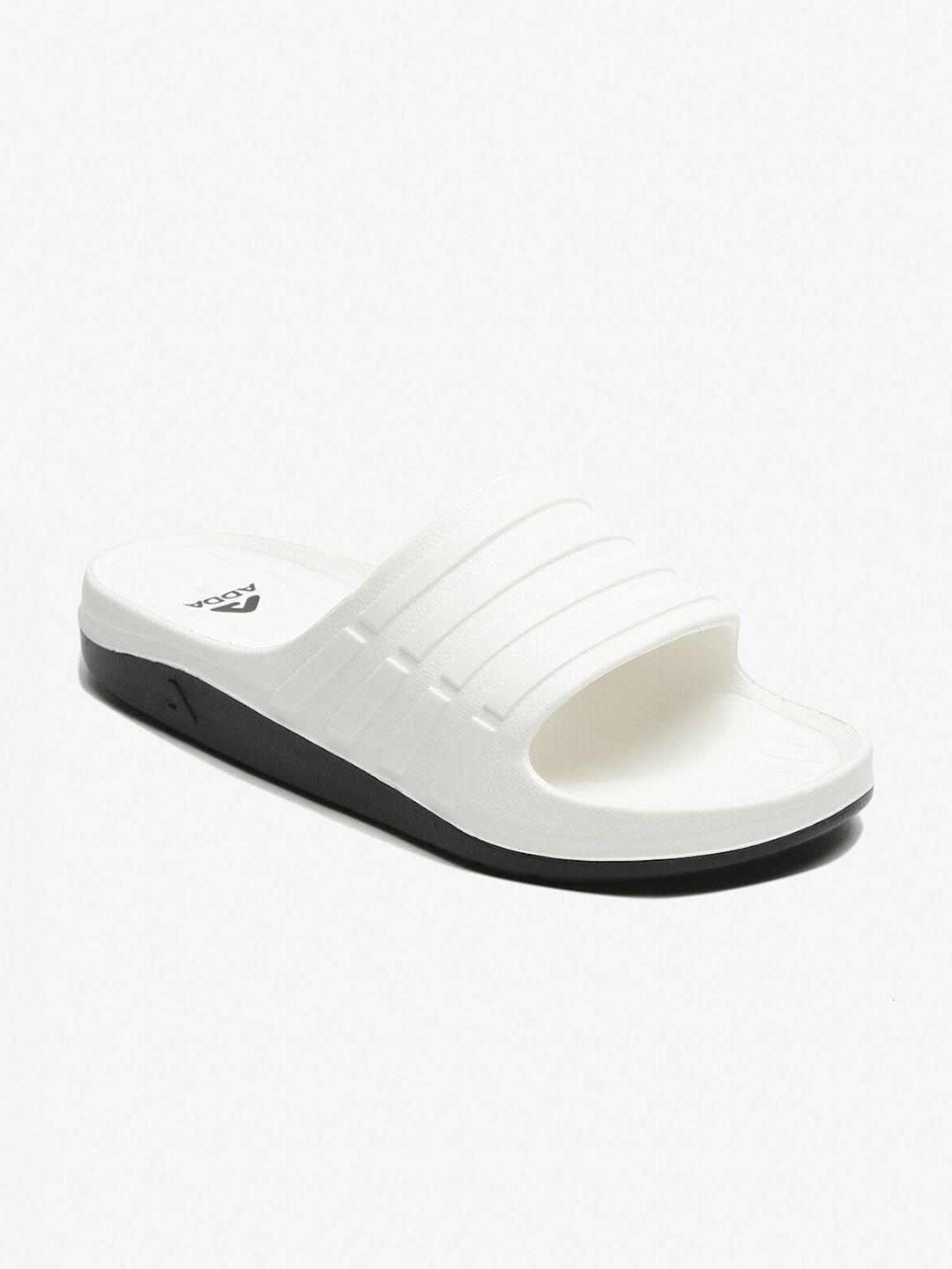 adda men white & black rubber sliders