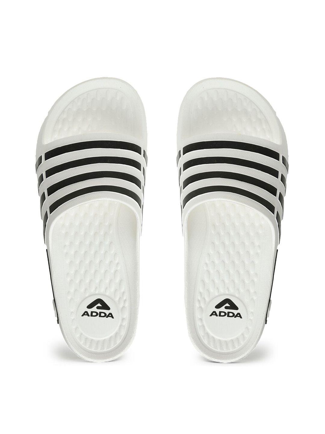 adda men white & black striped sliders