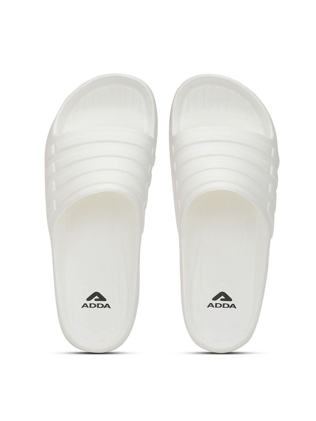 adda men white solid rubber sliders