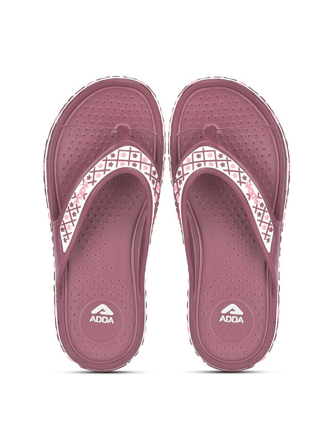 adda women mauve & white rubber thong flip-flops