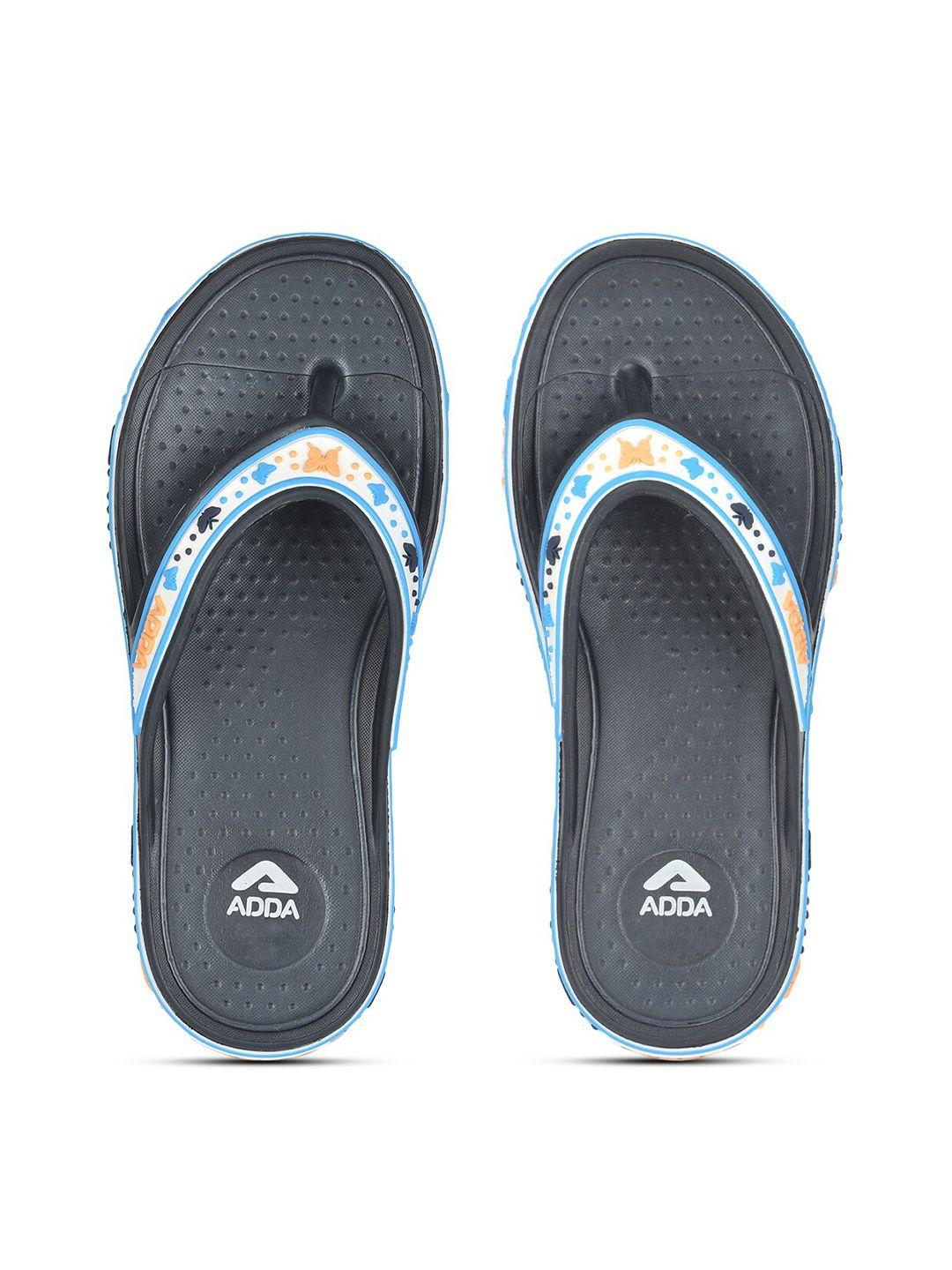 adda women navy blue & white rubber thong flip-flops