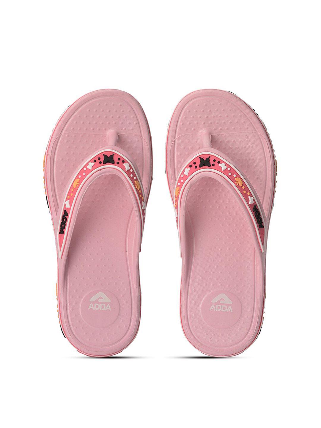 adda women pink & white rubber thong flip-flops