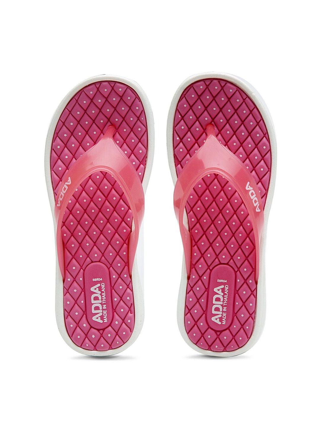 adda women pink rubber thong flip-flops