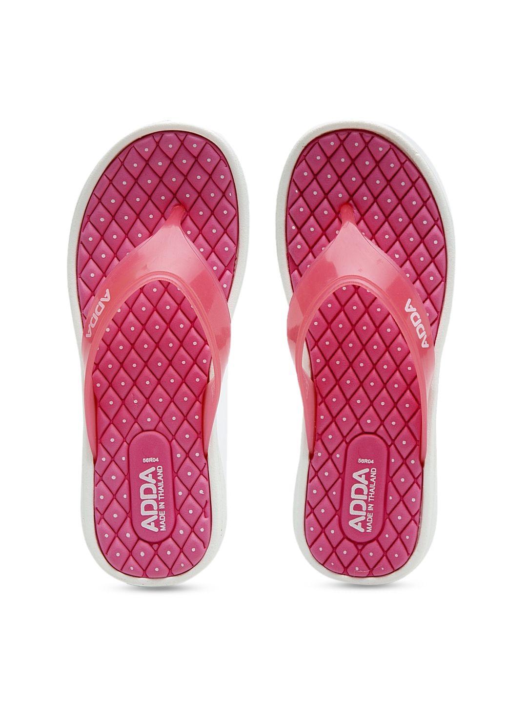 adda women pink self design thong flip-flops