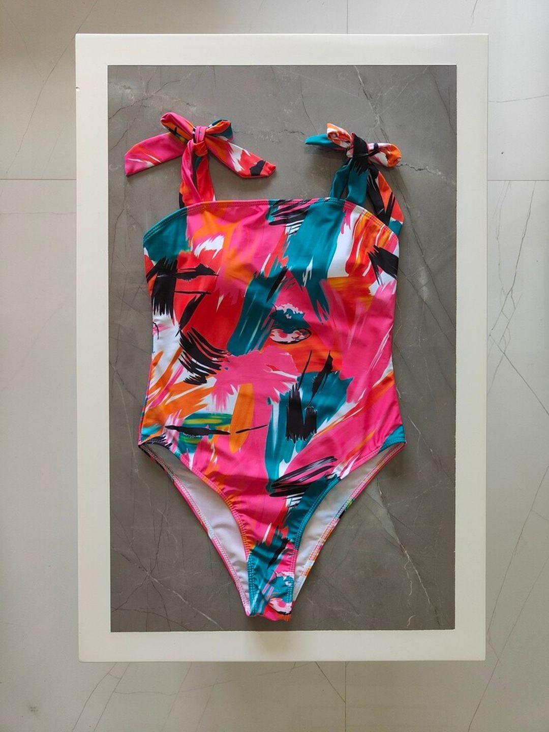 addery abstract printed bodysuit swimwear