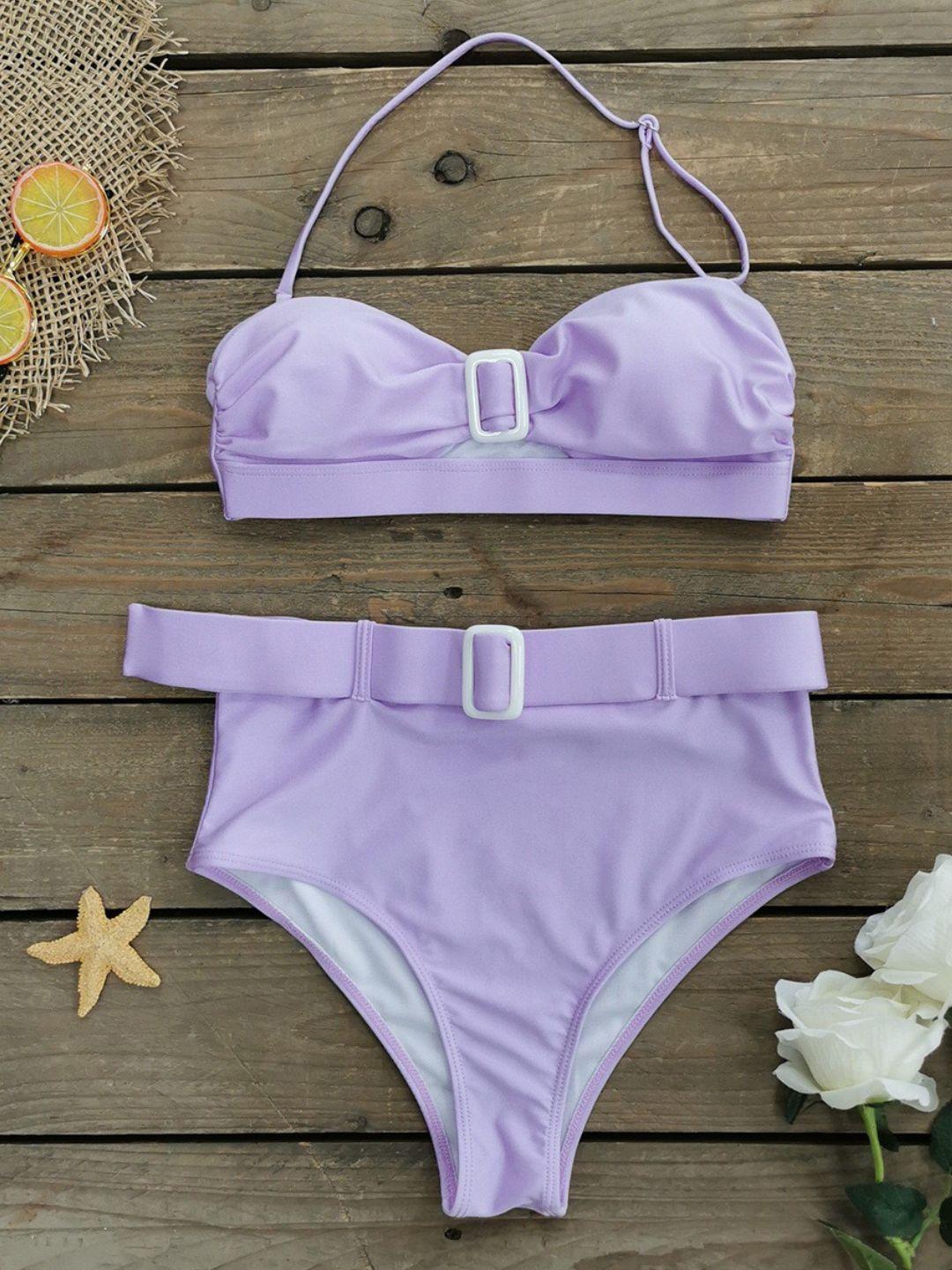 addery belted tube swim bikini set