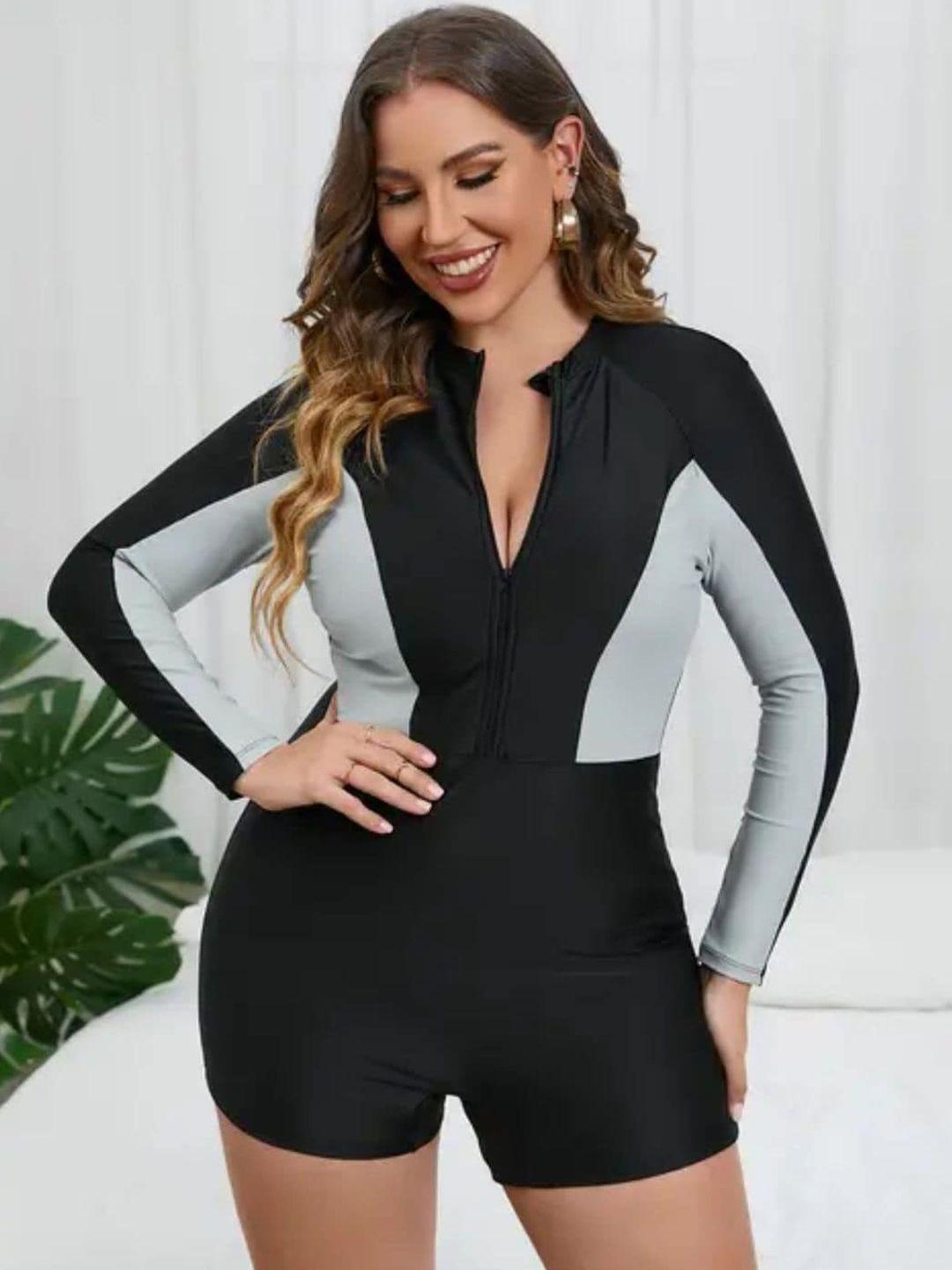 addery colourblocked high neck medium coverage legsuit