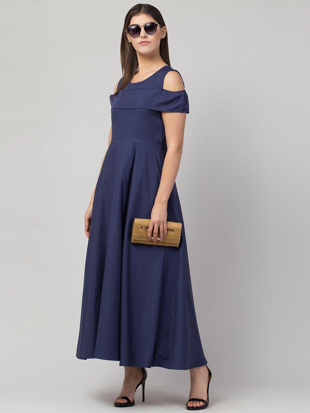 addicted attire round neck cold-shoulder maxi dress