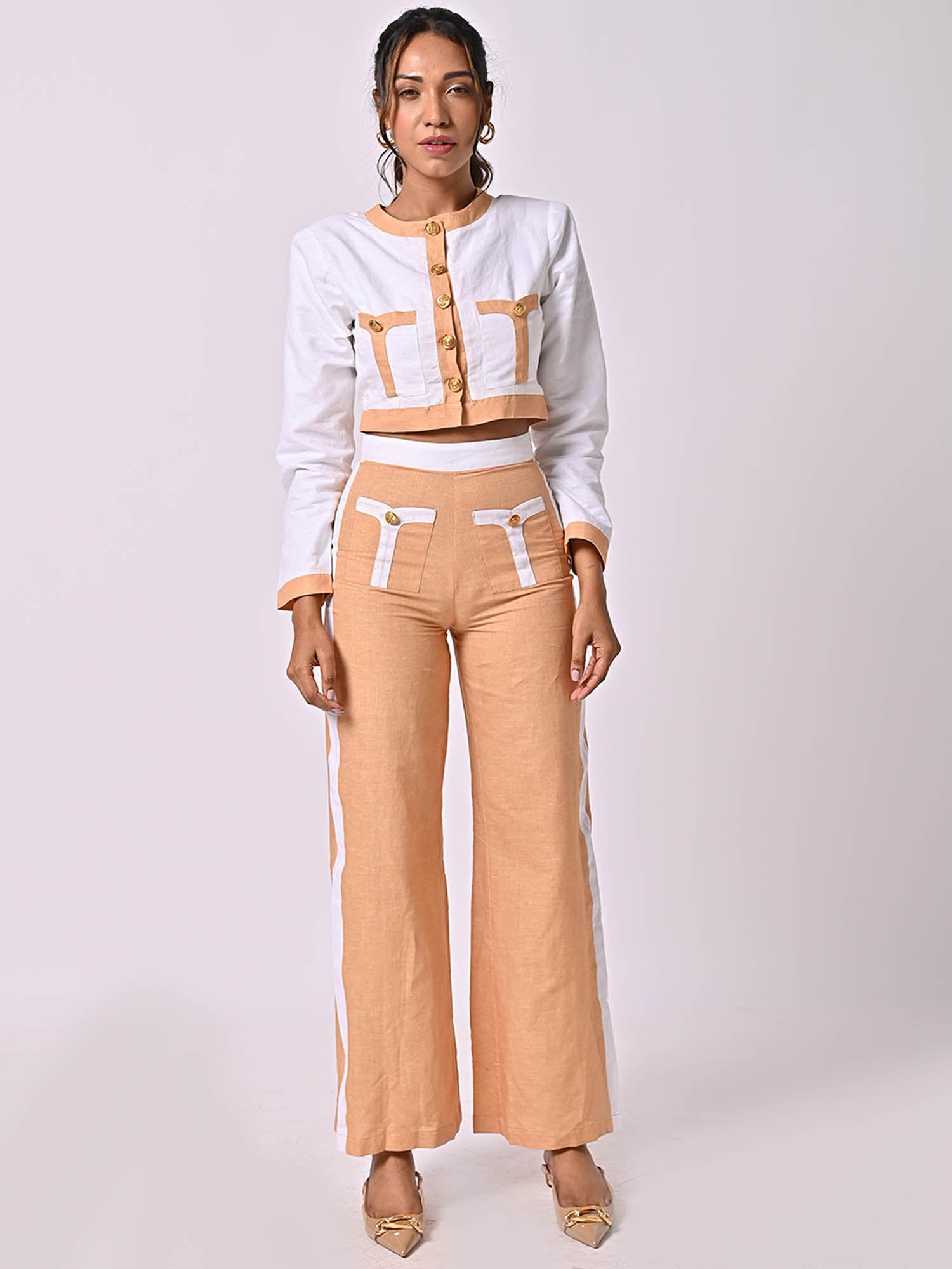 addison white & beige pants