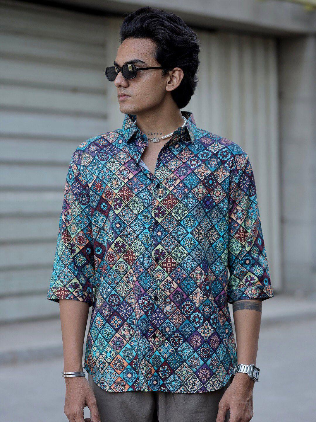 addy's for men comfort ethnic motifs printed casual shirt