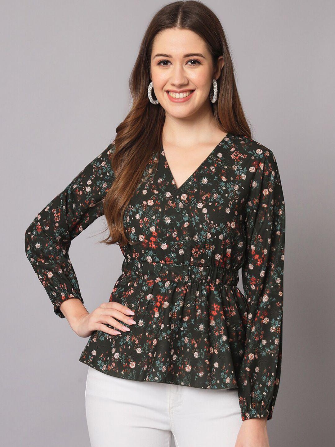 addyvero floral printed cinched waist top