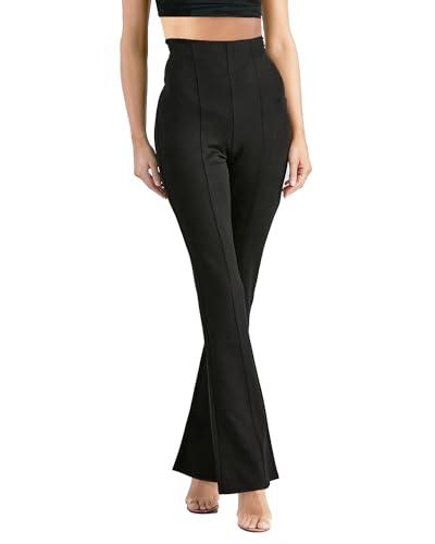 addyvero elastic cotton solid stretchable regular fit full length women parallel trouser (black, 34)