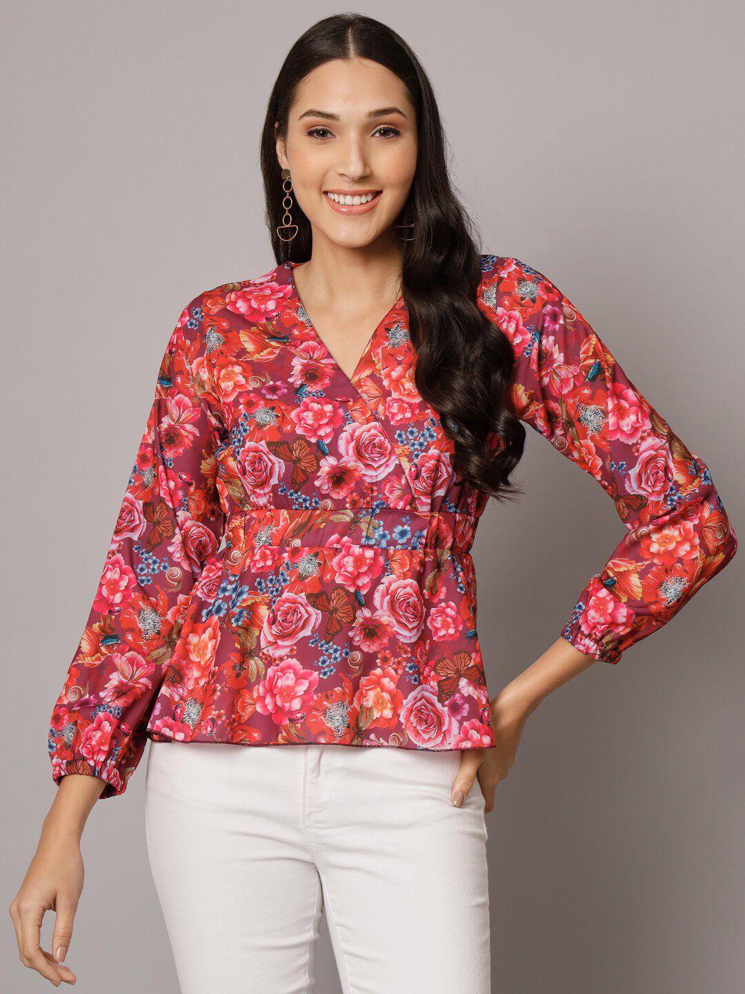 addyvero floral printed cinched waist top