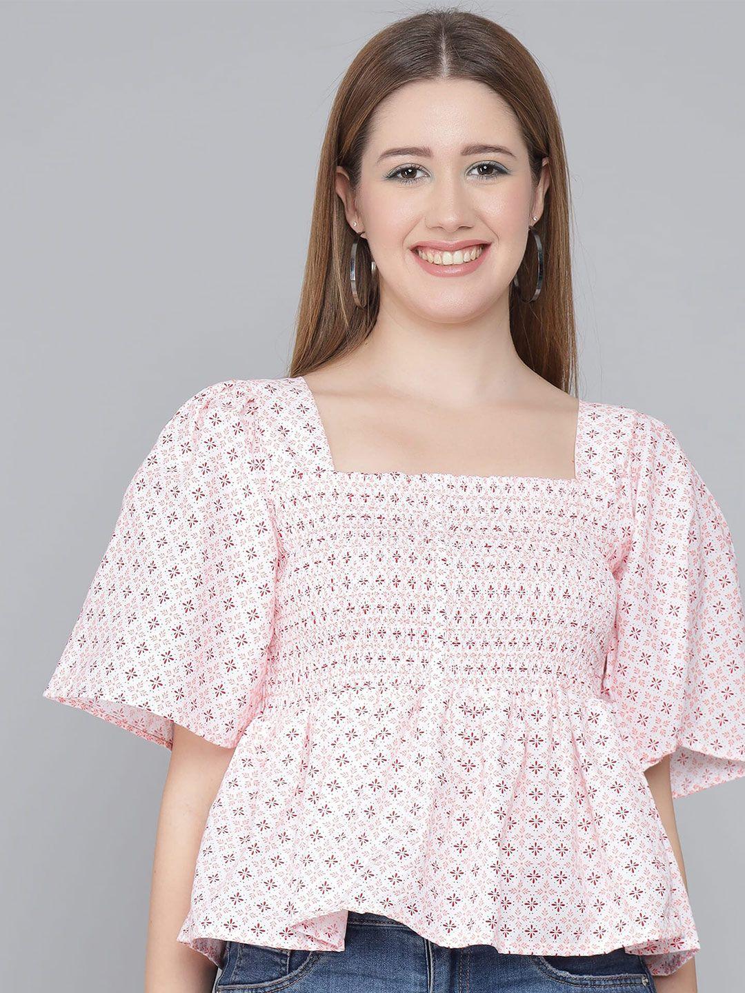addyvero women pink & red printed empire top