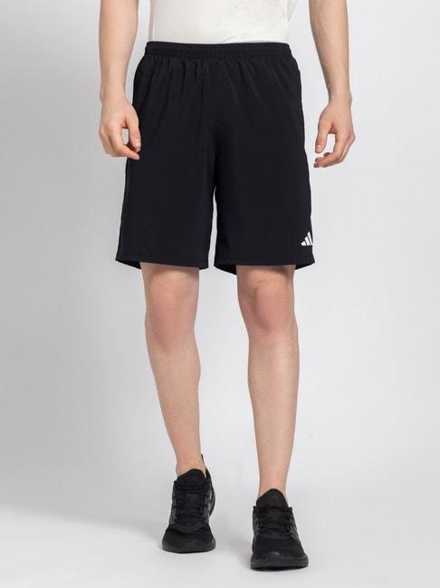 adidas black regular fit logo printed sports shorts