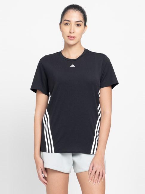 adidas black striped sports t-shirt