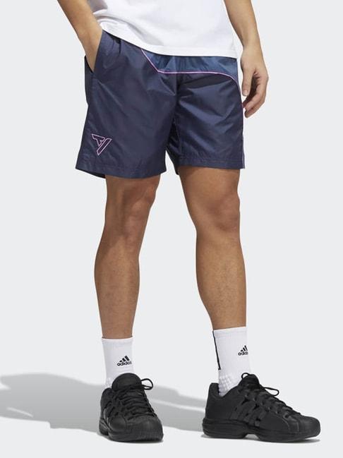 adidas blue regular fit colour block sports shorts