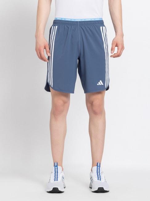 adidas blue regular fit striped sports shorts