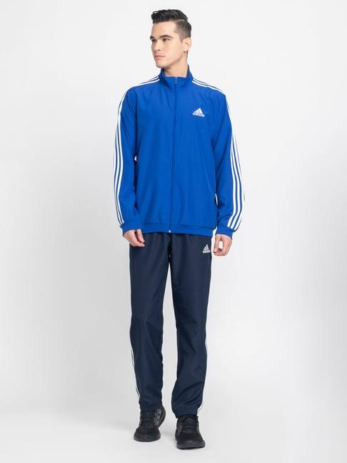 adidas blue regular fit striped woven tracksuit