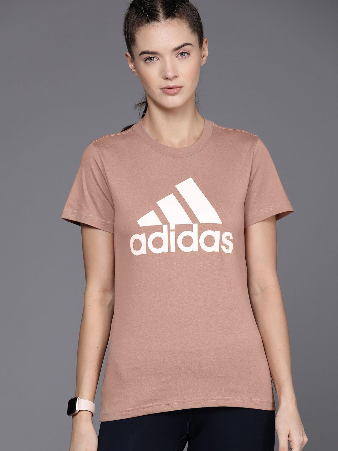 adidas brand logo print pure cotton t-shirt