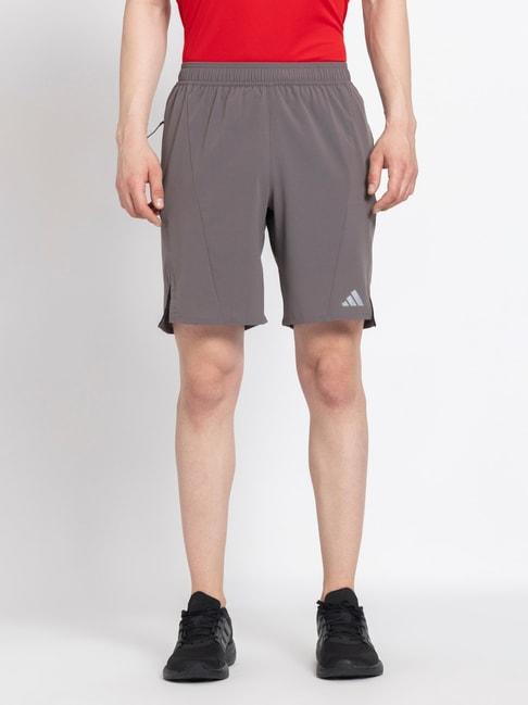 adidas brown slim fit self pattern sports shorts