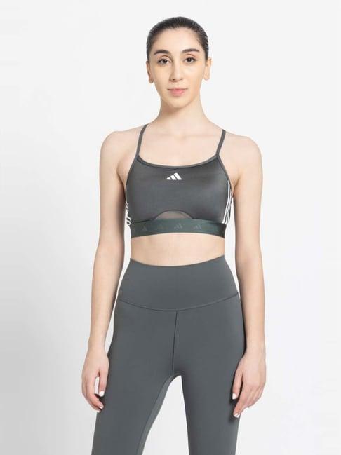 adidas grey polyester printed sports bra