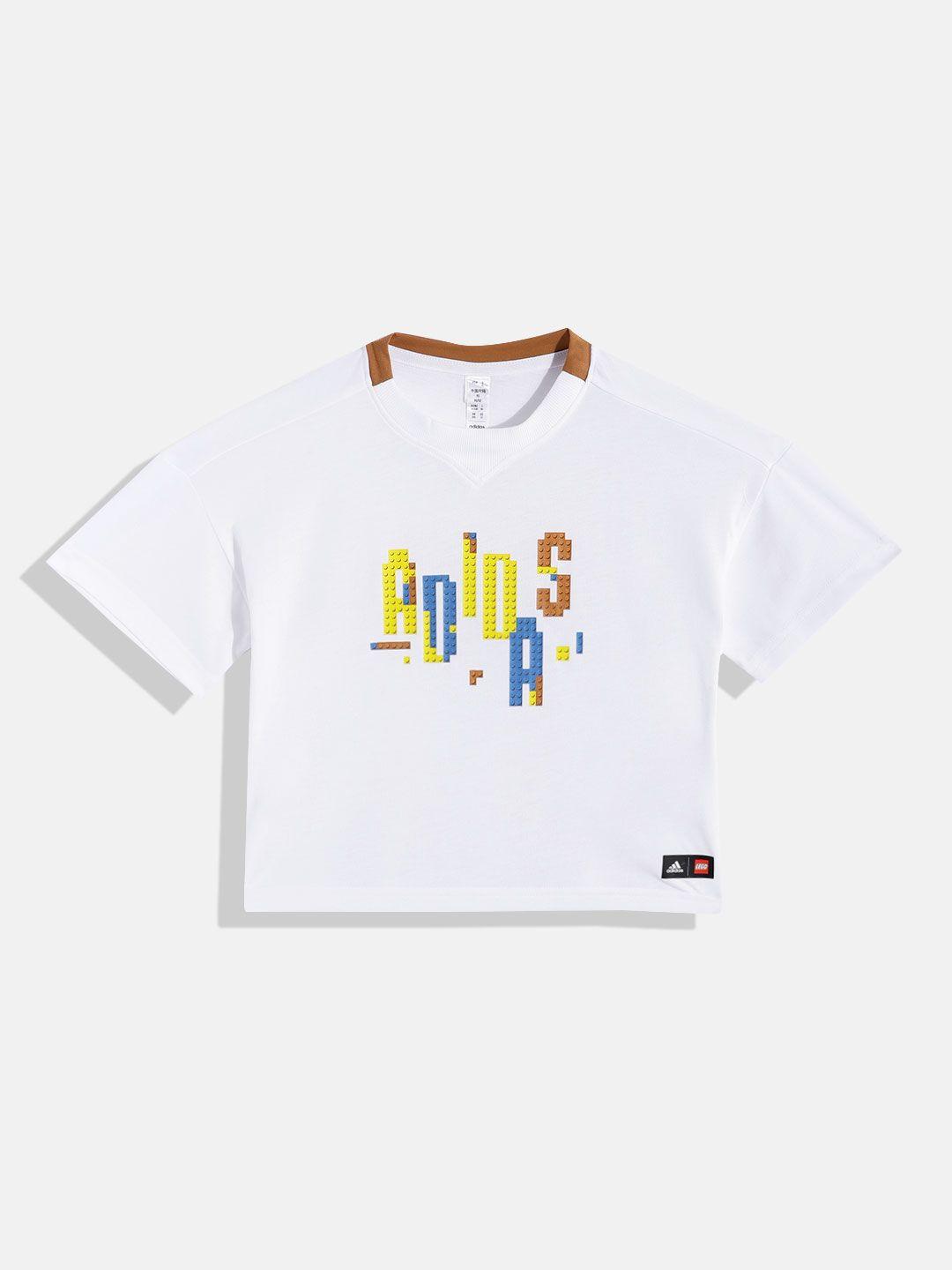 adidas kids brand logo printed drop-shoulder sleeves loose fit lk lego cl t-shirt