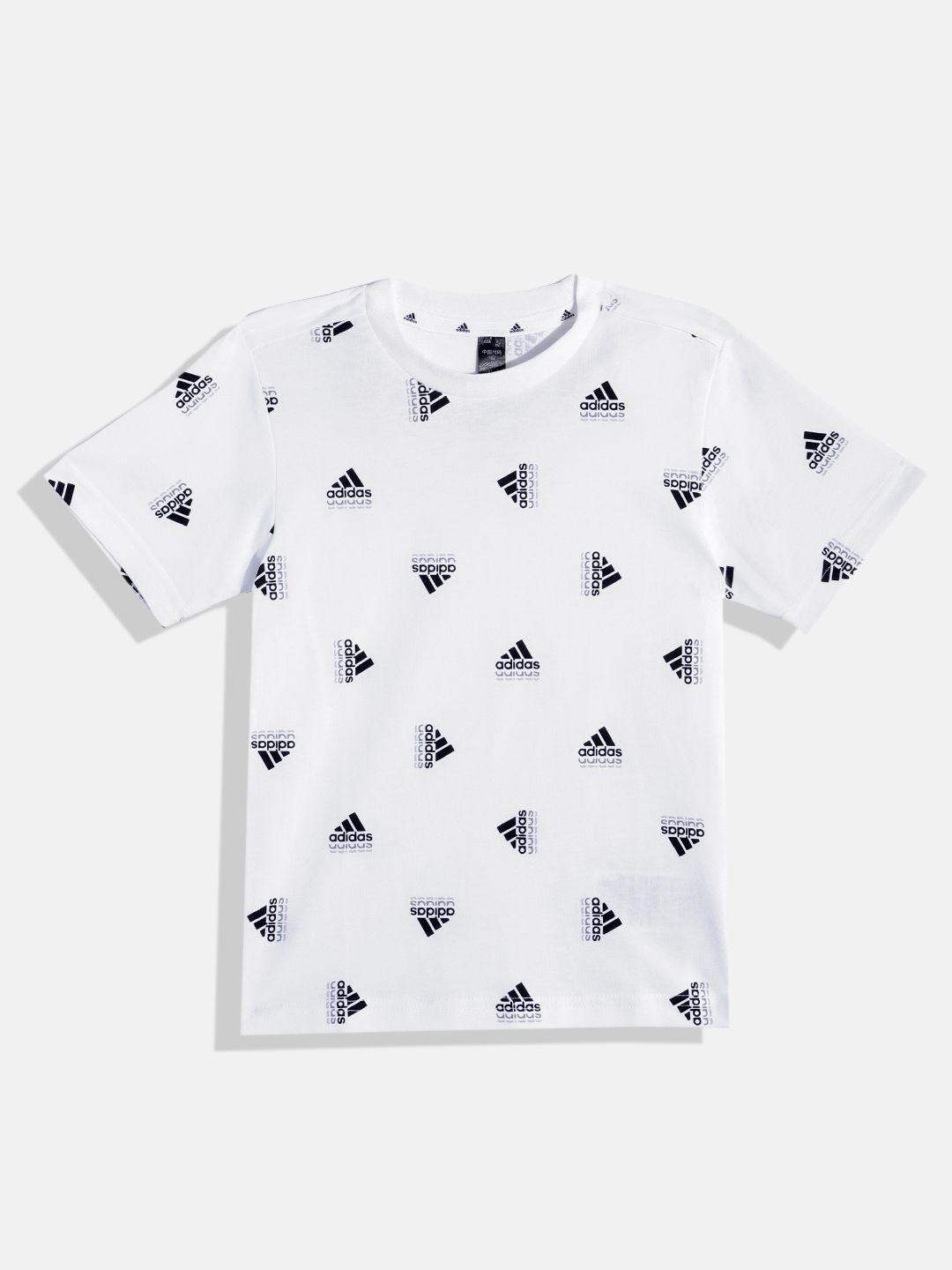 adidas kids brand logo printed pure cotton lk bluv co t-shirt