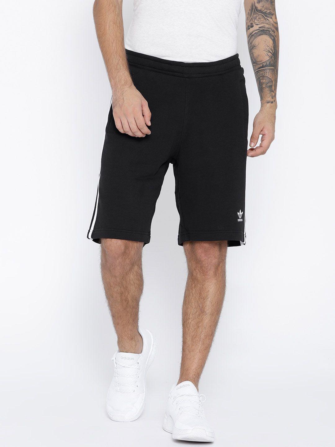 adidas men black 3 stripe sport shorts