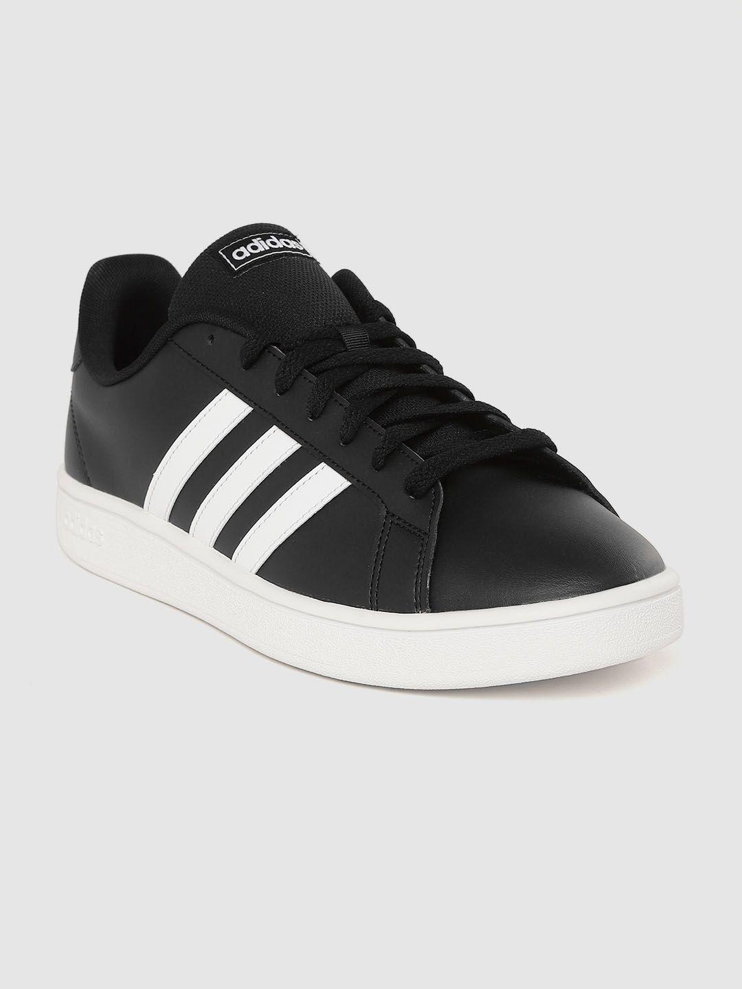 adidas men black solid grand court base sneakers