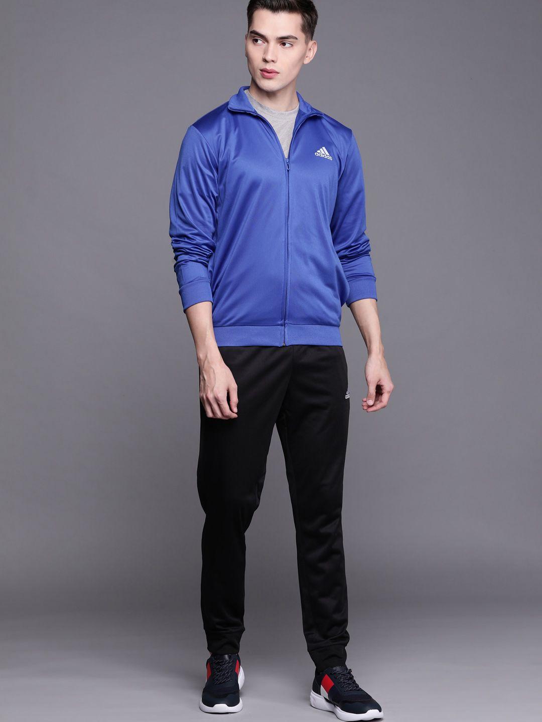 adidas men blue & black solid track suit