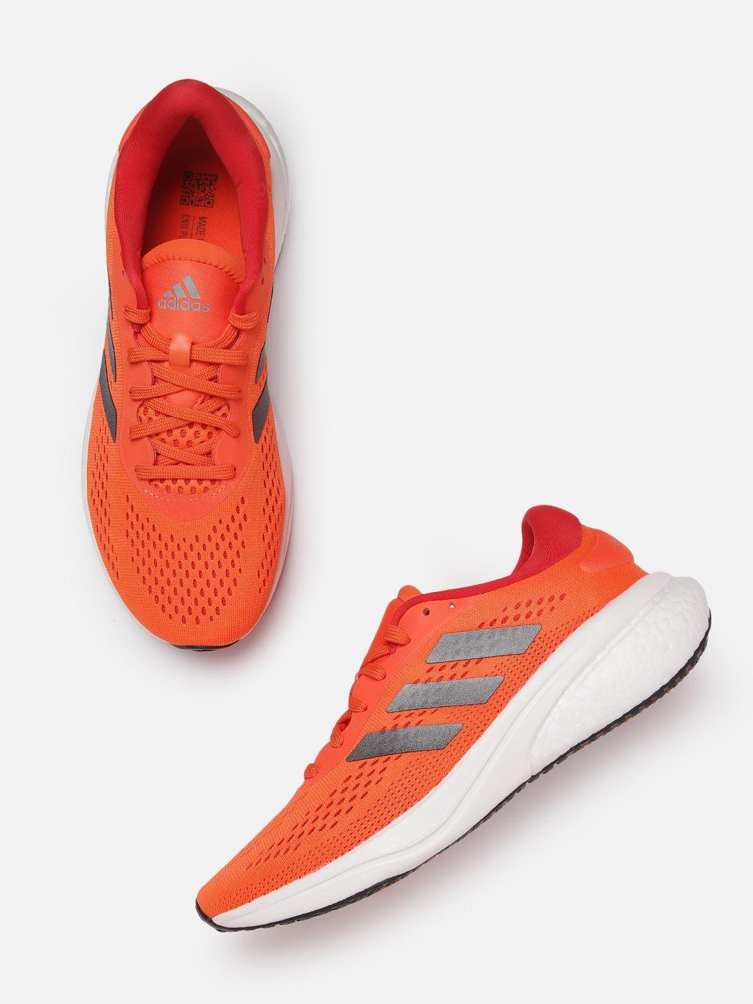 adidas men orange & grey woven design supernova 2 running shoes