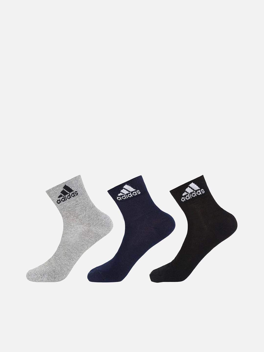 adidas men pack of 3 navy blue solid socks