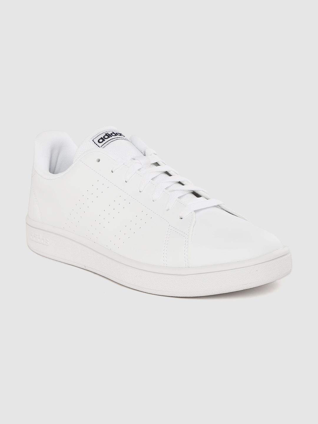 adidas men white solid advantage base sustainable sneakers