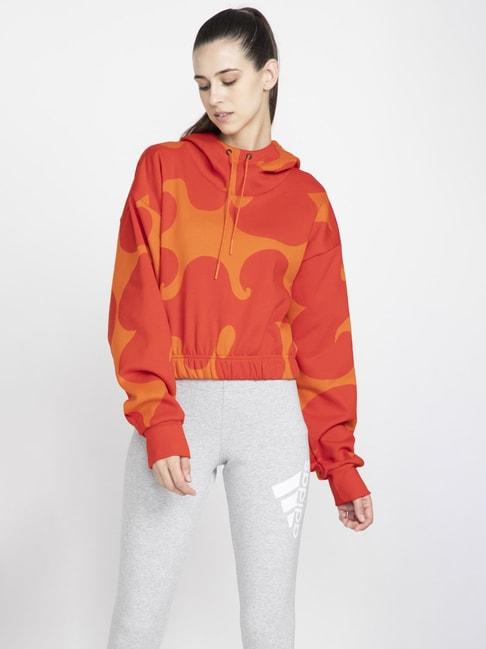 adidas orange cotton printed sweatshirt